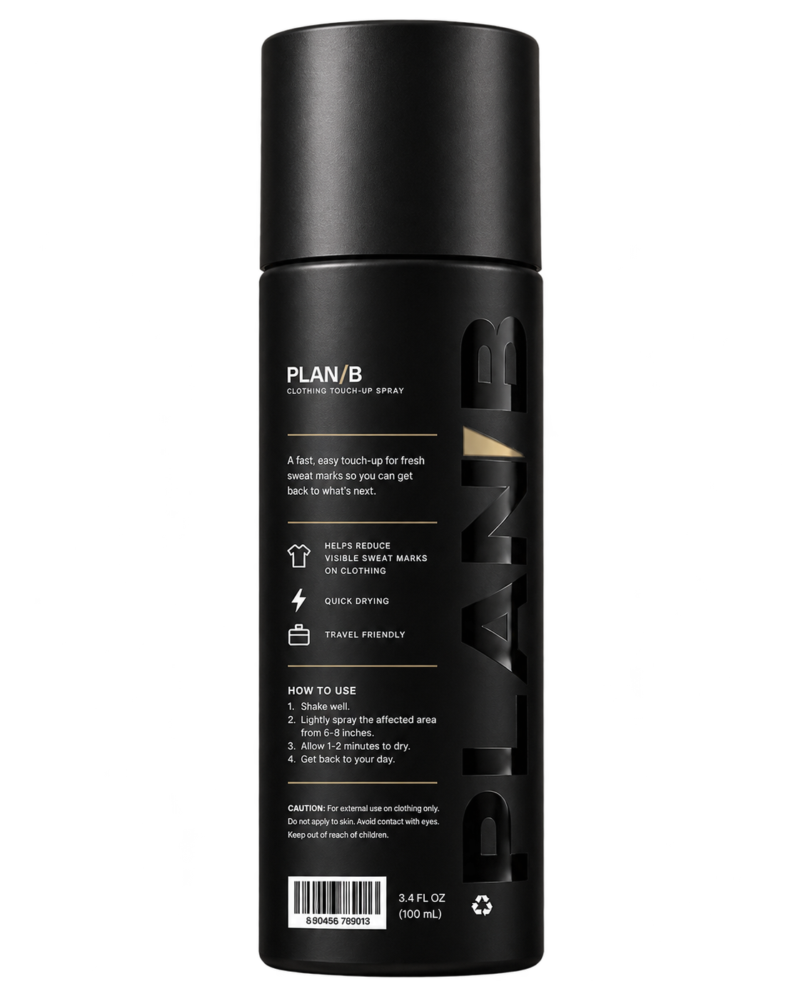 Back of the Plan B bottle showing directions and caution